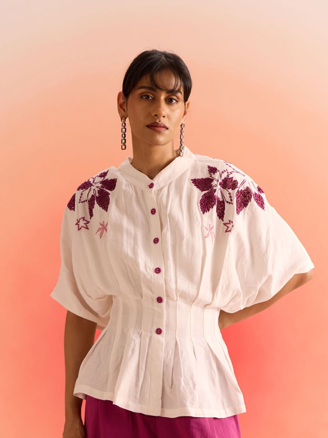 Western Era Kimono Sleeve Drop Shoulder Embroidered Kaftan Top-picture-41