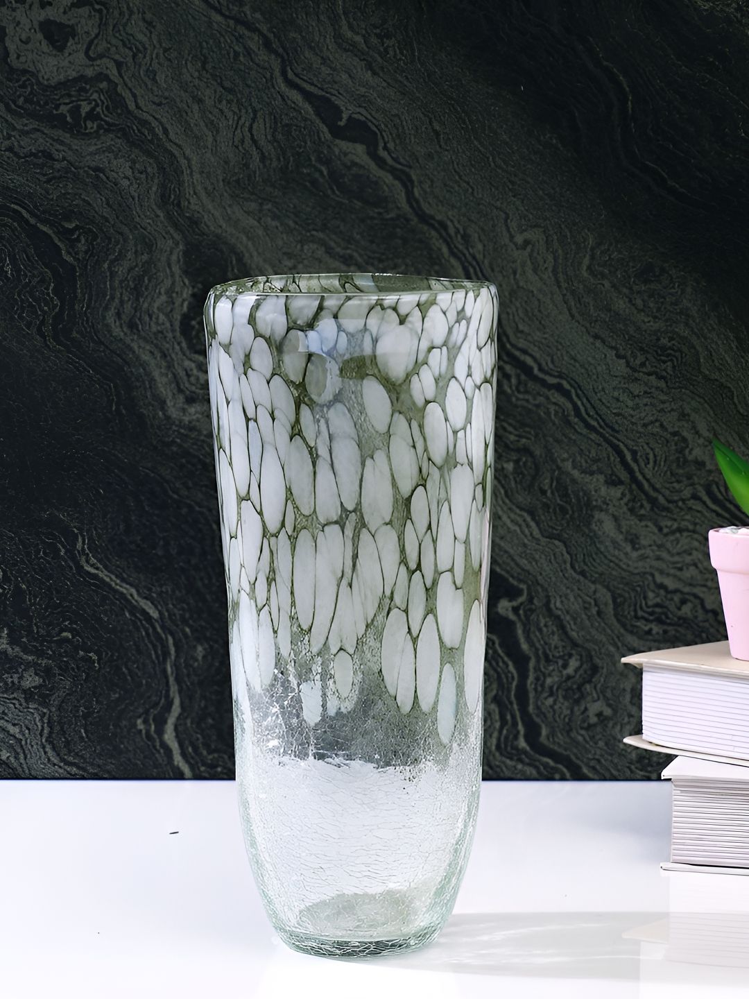 TAYHAA Green Speckled Glass FlowerVases-picture-34