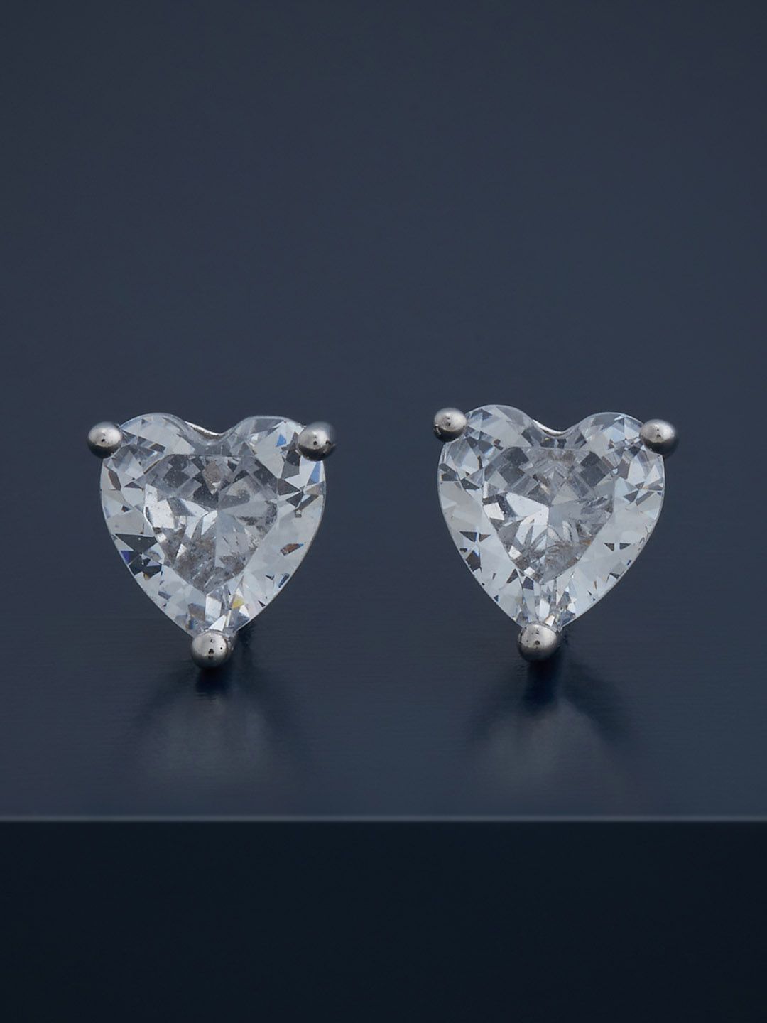 Kushal's Fashion Jewellery 92.5Silver Rhodium-Plated CZ Studded Studs Earrings-picture-16