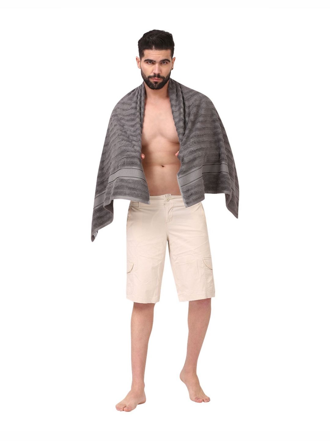 Dollar Grey Striped Bamboo 600 GSM Bath Towel-picture-36