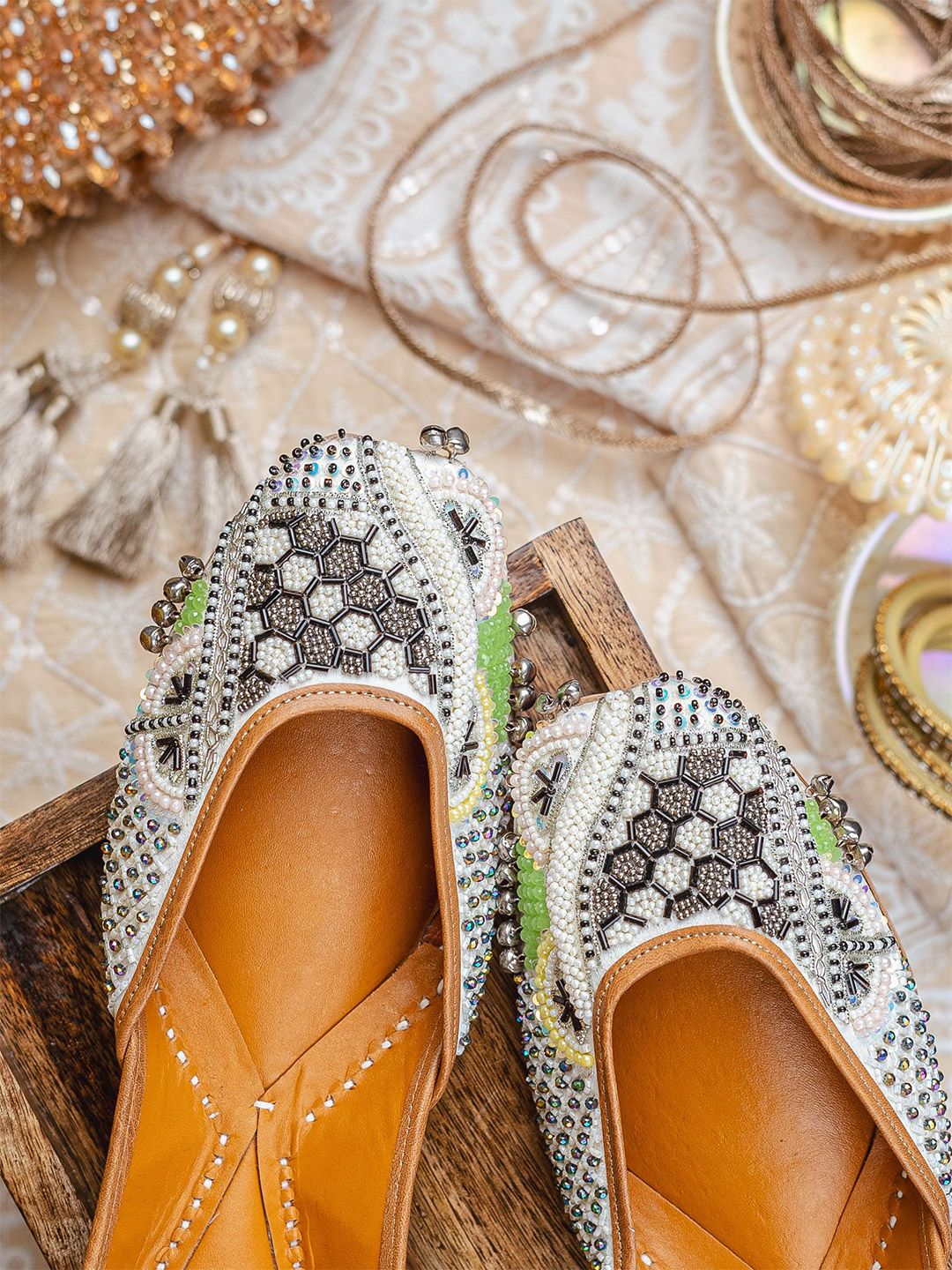 NR By Nidhi Rathi Women Embellished Ethnic Mojaris with Embroidered Flats-picture-27