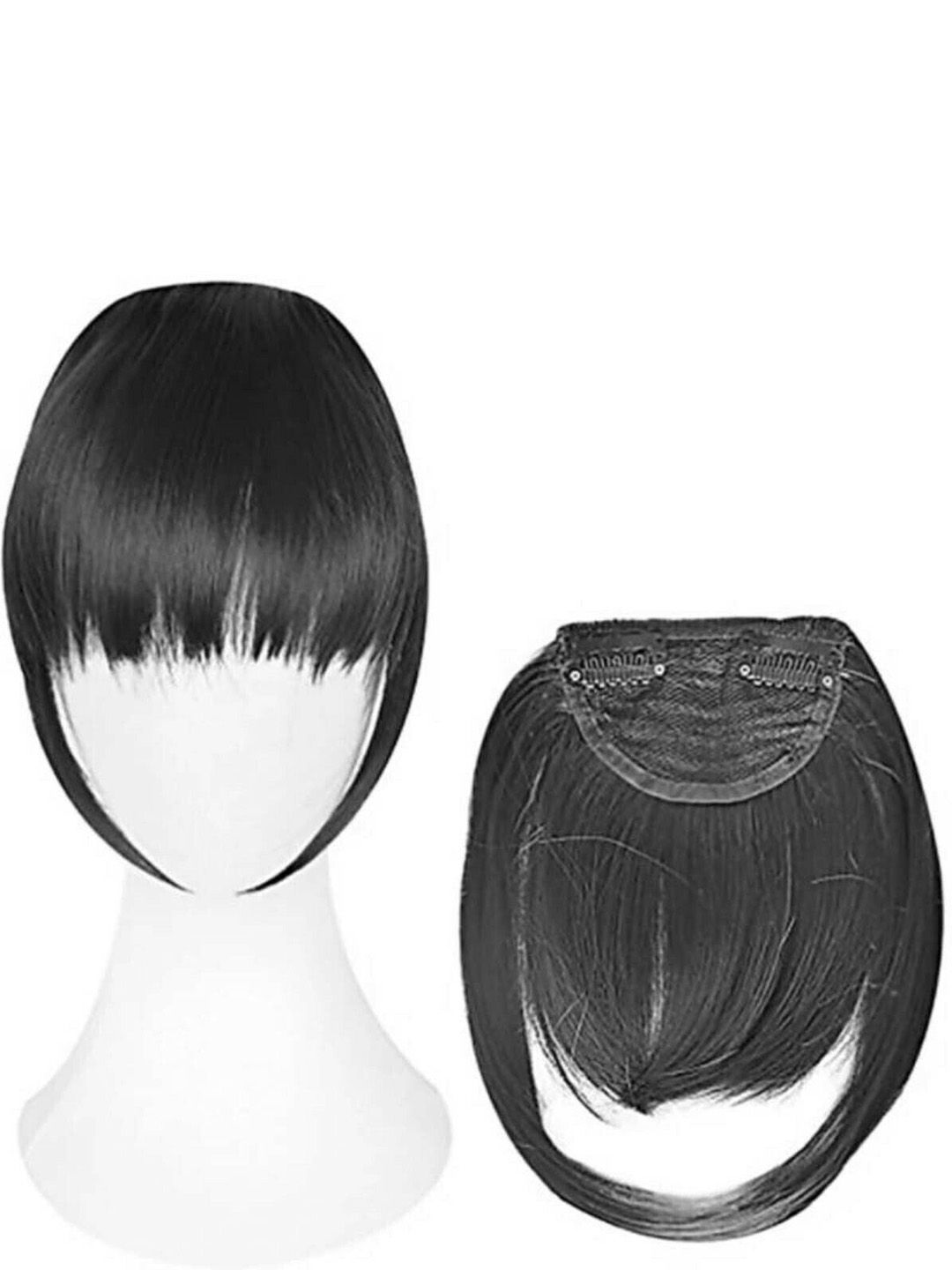 camola deva Fringe Clip-In Straight Scalp Topper Hair Extension - Black 7 Inch-image-9