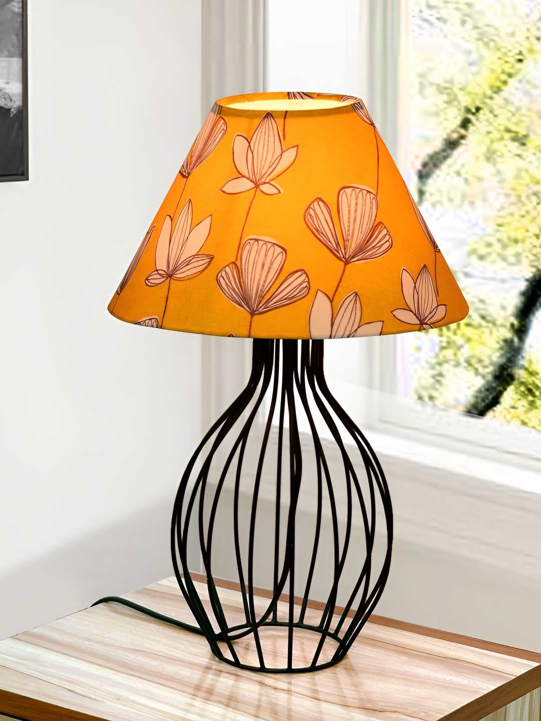 Homesake Yellow Metal Industrial Cylindrical Shaped Table Lamp-picture-34