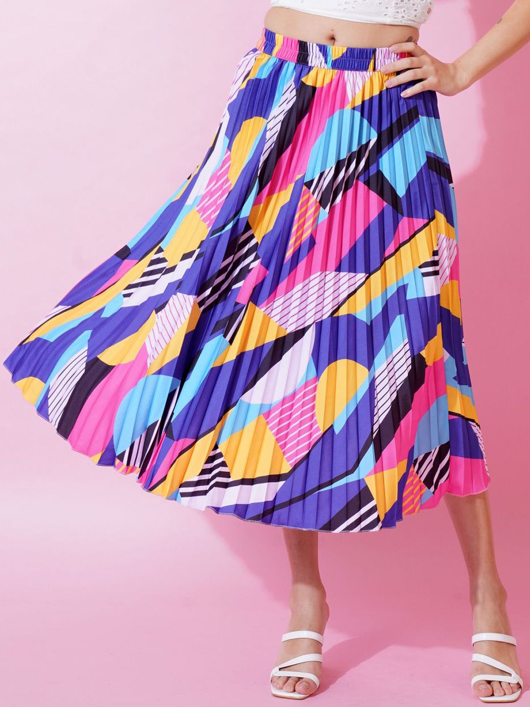 ZWERLON Abstract Printed Midi Skirt-picture-33