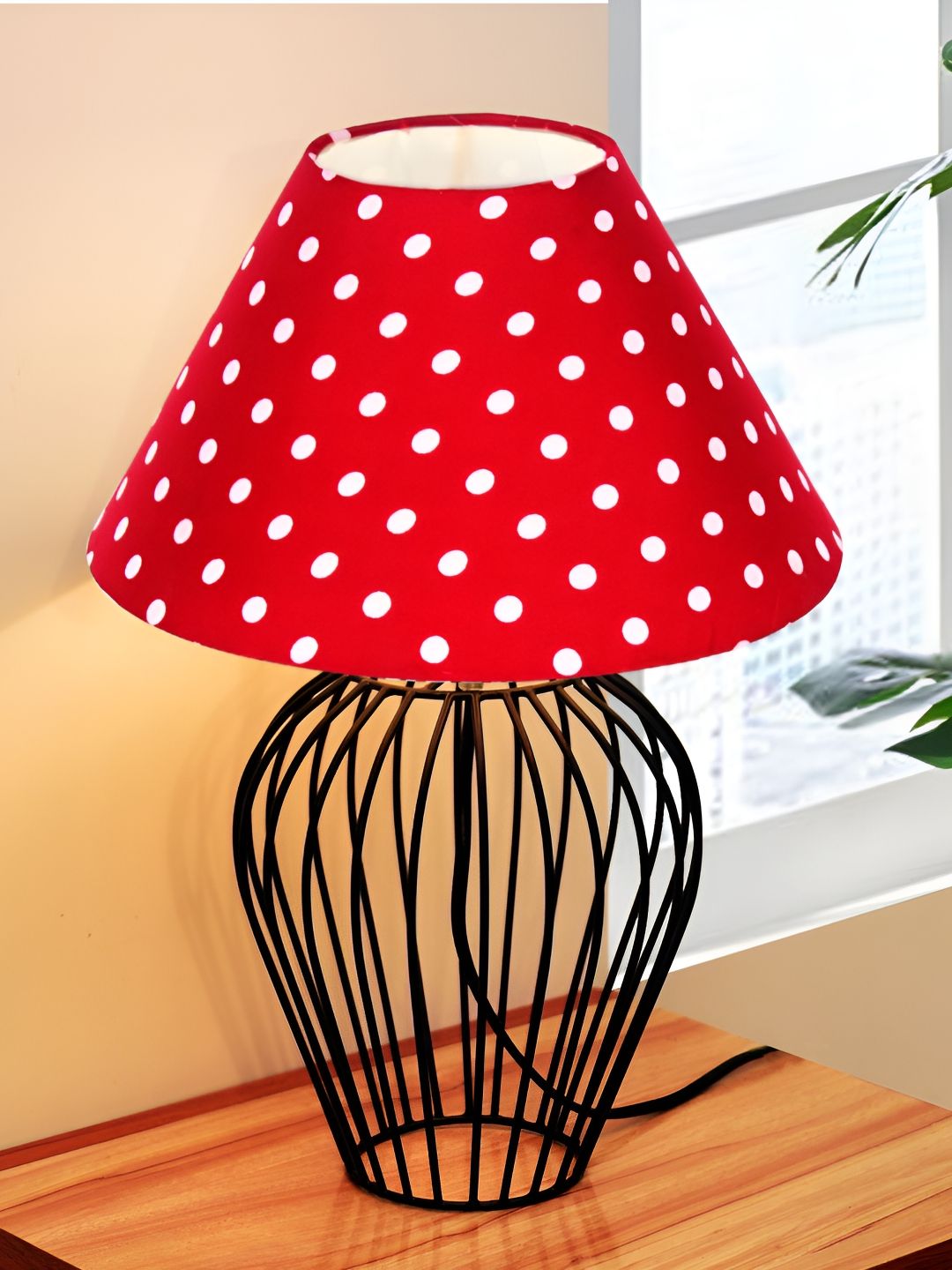 Homesake Red Metal Industrial Cylindrical Shaped Table Lamp-picture-37