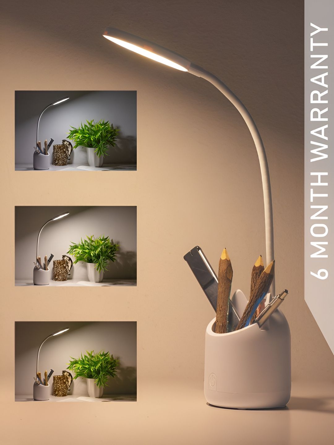 WEIRD WOLF White Acrylic Cylindrical Shaped Table Lamp