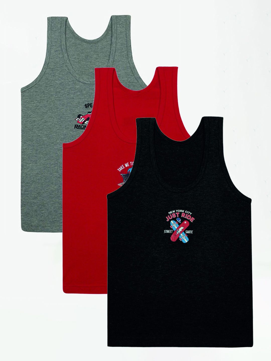 Bodycare Kids Boys Set Of 3 Vests Racer Back Sleeveless Solid Assorted-picture-12