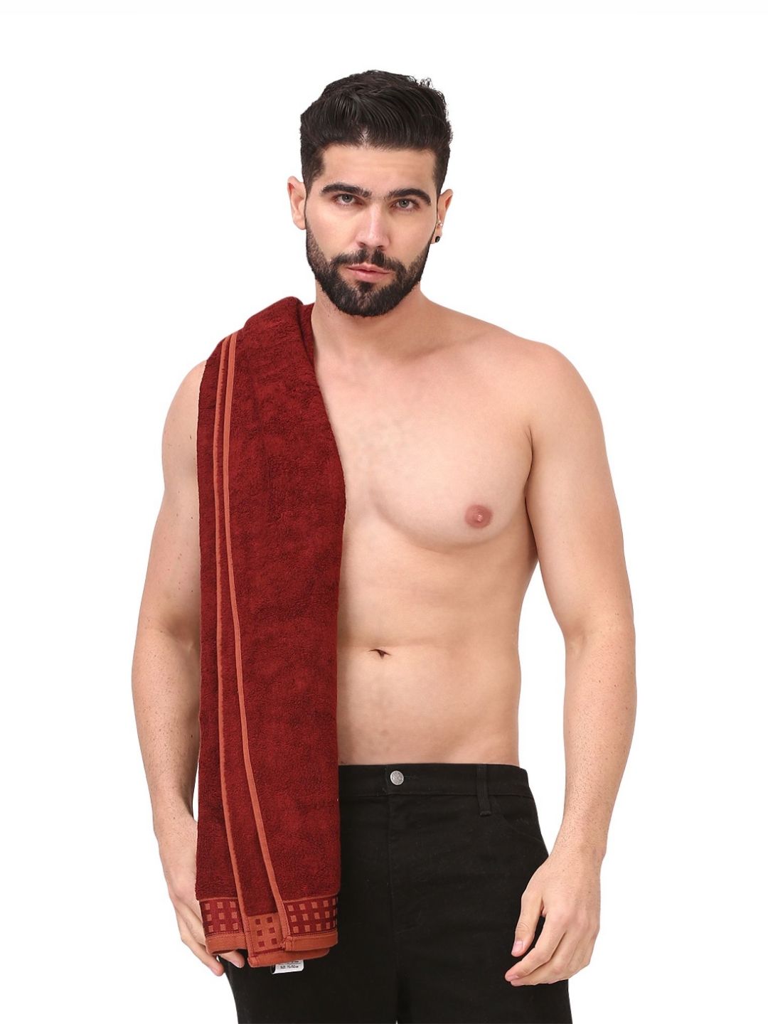 Dollar Maroon & Rust Bamboo 600 GSM Bath Towel-picture-24