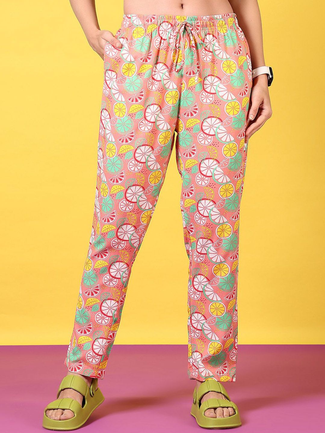 V-Mart Women Floral Printed Mid-Rise Cotton Regular Trousers-picture-33