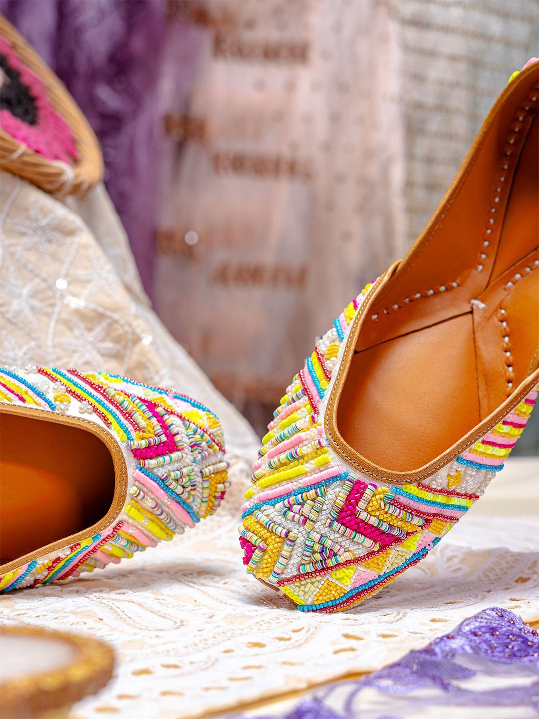 NR By Nidhi Rathi Women Embellished Mojaris with Embroidered Flats-picture-13