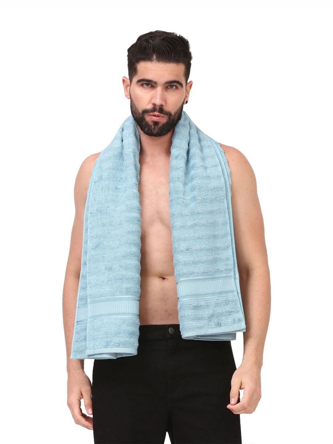 Dollar Blue Striped Bamboo 600 GSM Bath Towel-picture-37