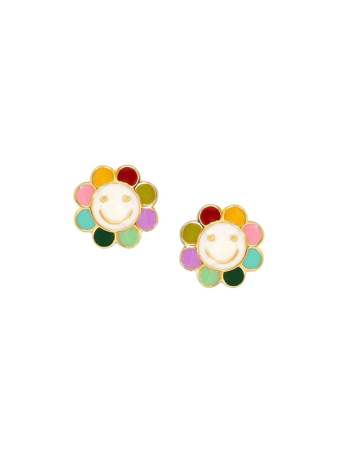 BHIMA 22K BIS Hallmark 916 Purity Yellow Gold Smiley Flora Kids Earring-picture-54