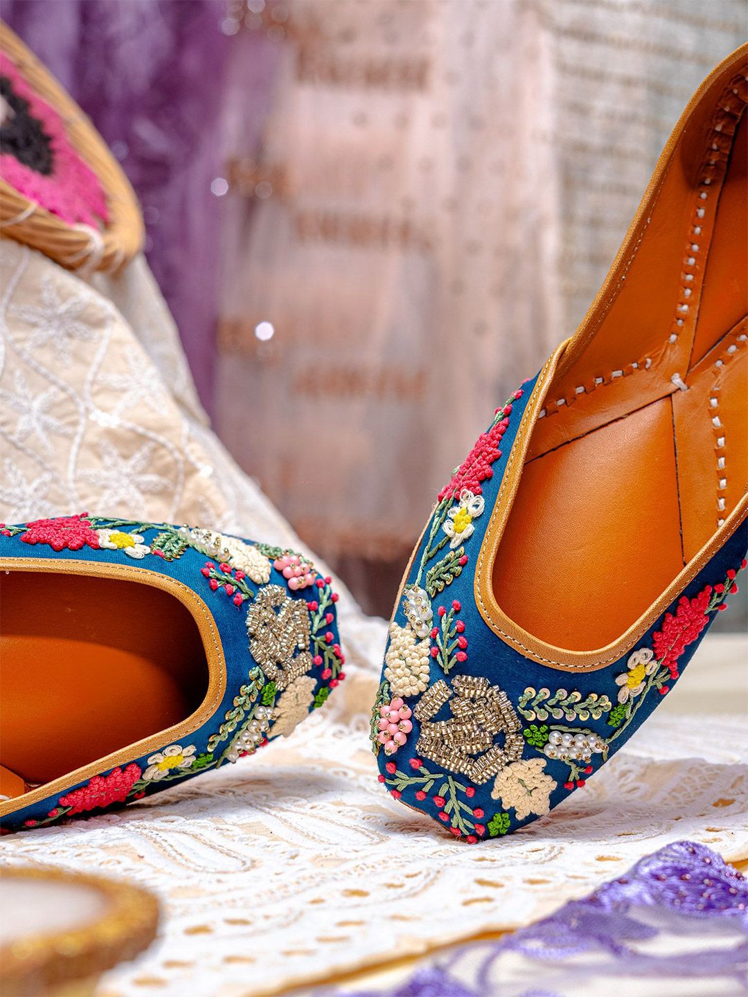 NR By Nidhi Rathi Women Embellished Mojaris with Embroidered Flats-picture-14