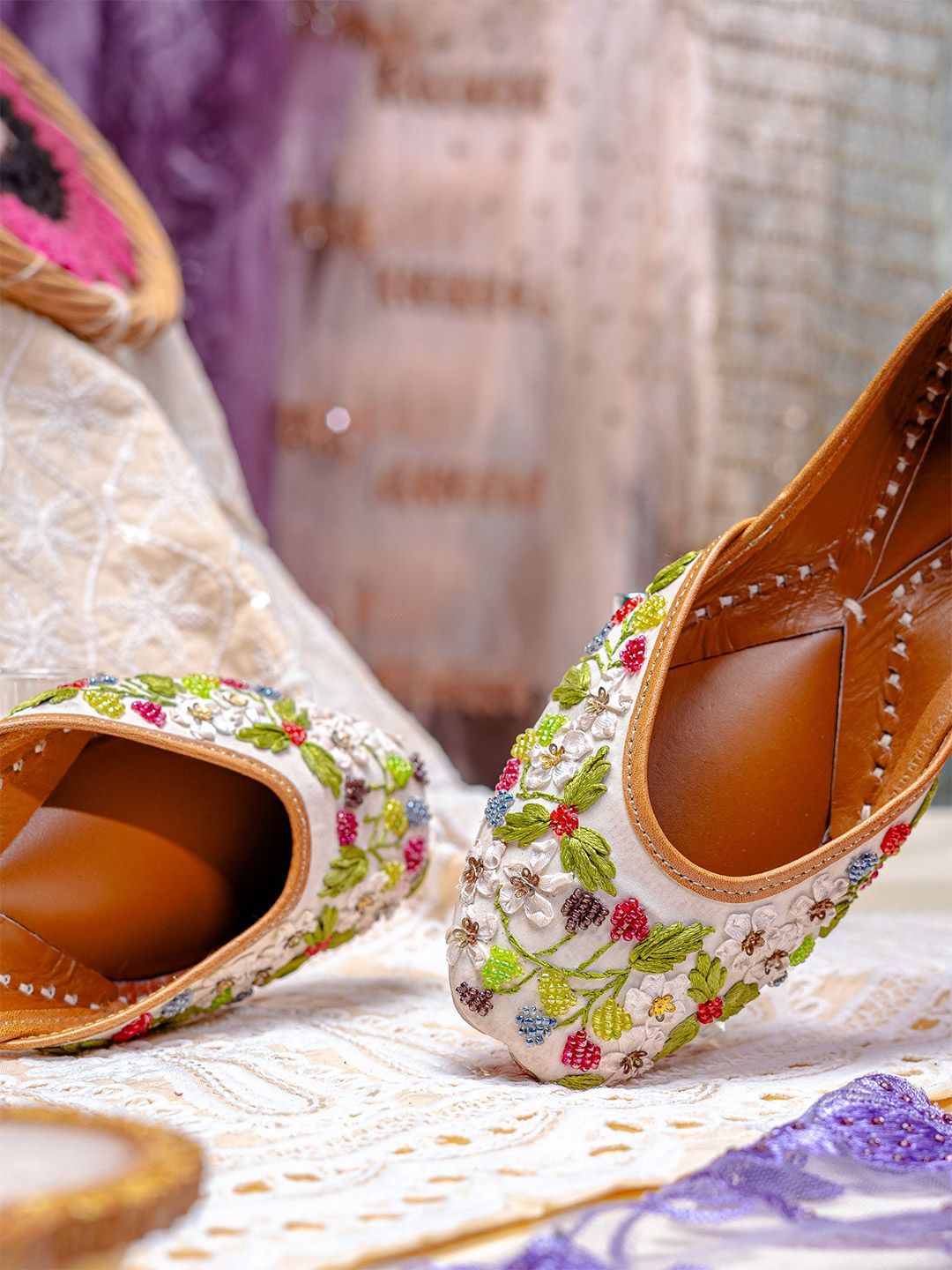 NR By Nidhi Rathi Women Embellished Ethnic Mojaris with Embroidered Flats-picture-38