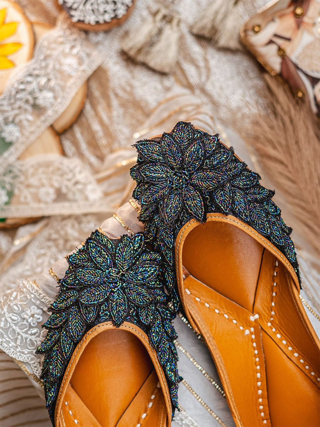 NR By Nidhi Rathi Women Embellished Party Mojaris with Embroidered Flats-picture-28