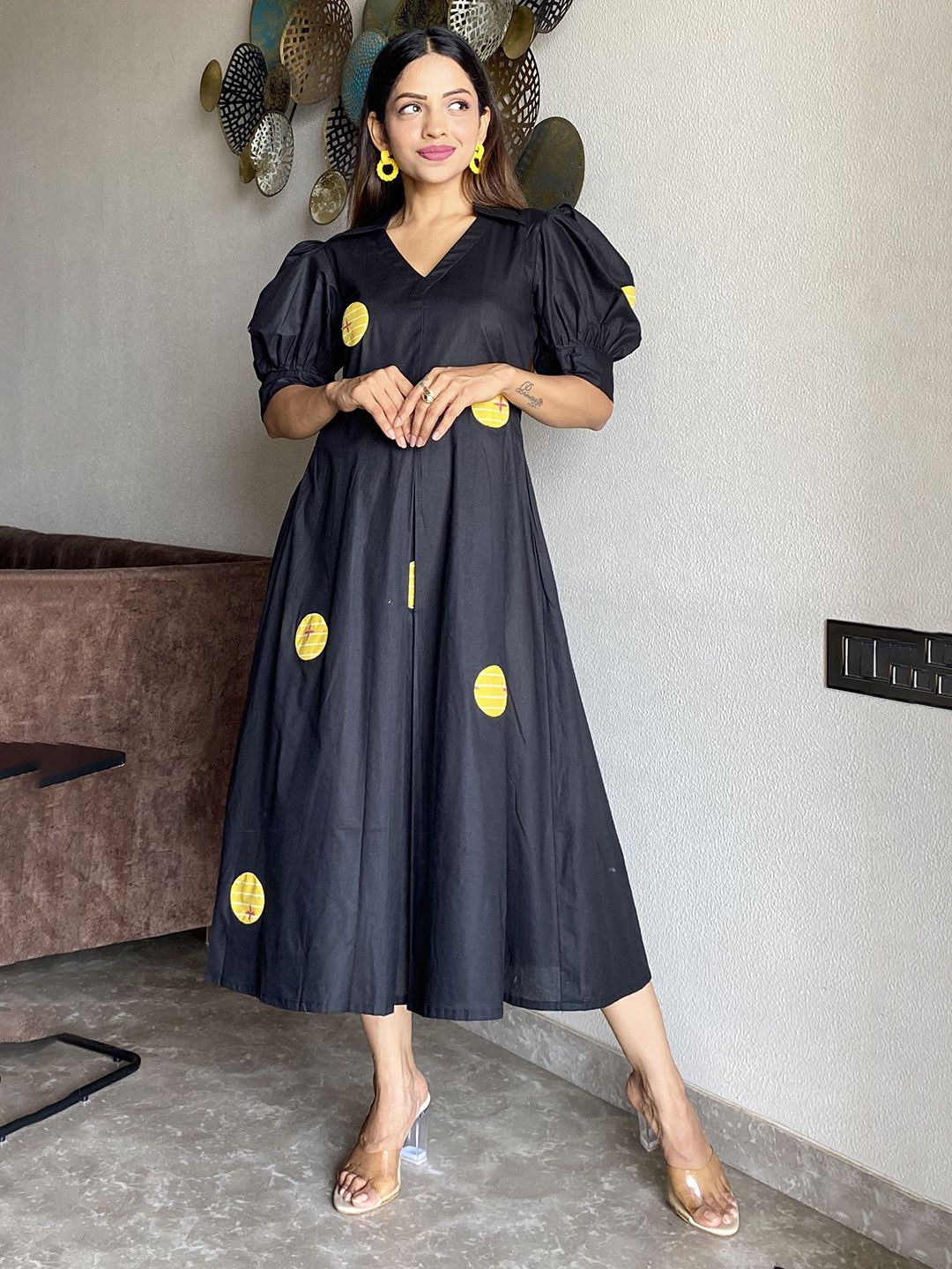 Buy FFI Women Polka Dot Cotton A Line Midi Dress - Dresses for Women ...