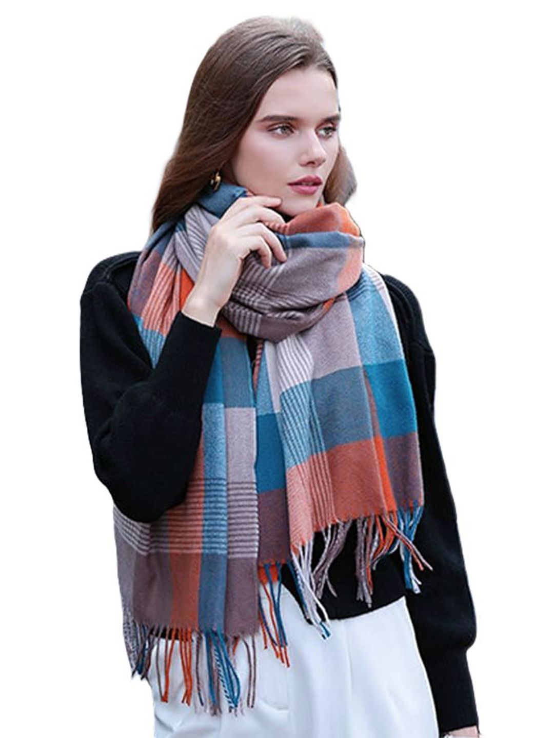 Alexvyan Women Checked Stole-picture-15