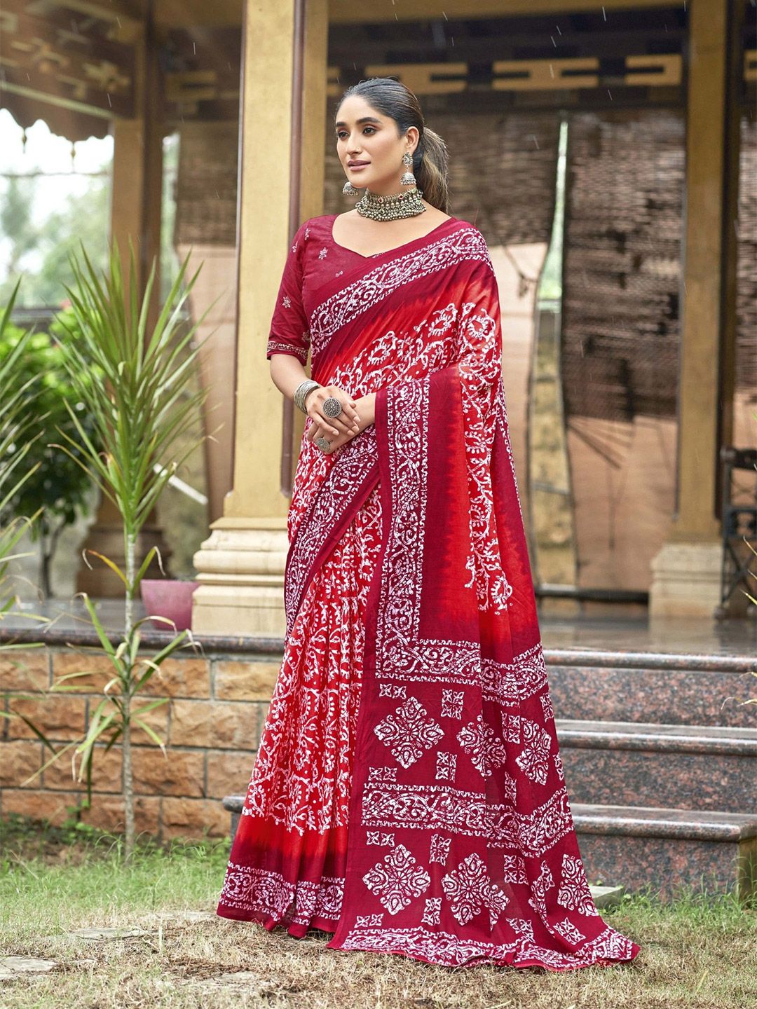 RV CREATION Ethnic Motifs Printed Pure Cotton Bagru Saree-picture-14