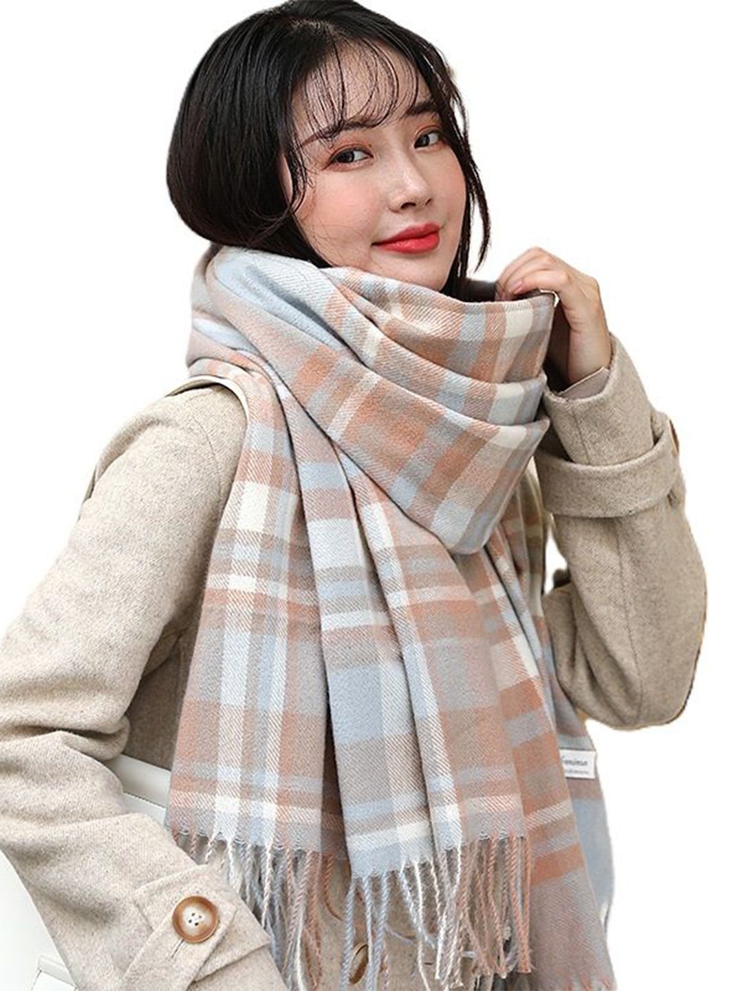 Alexvyan Women Checked Stole-picture-25