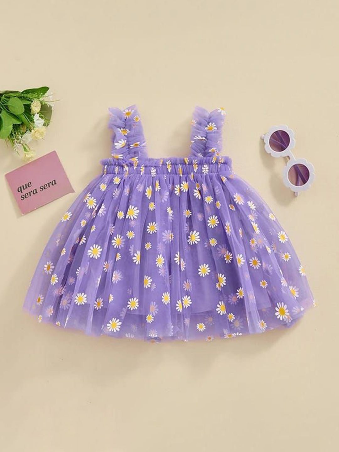 TotzTouch Floral Print Ruffled Net A-Line Dress-image-26