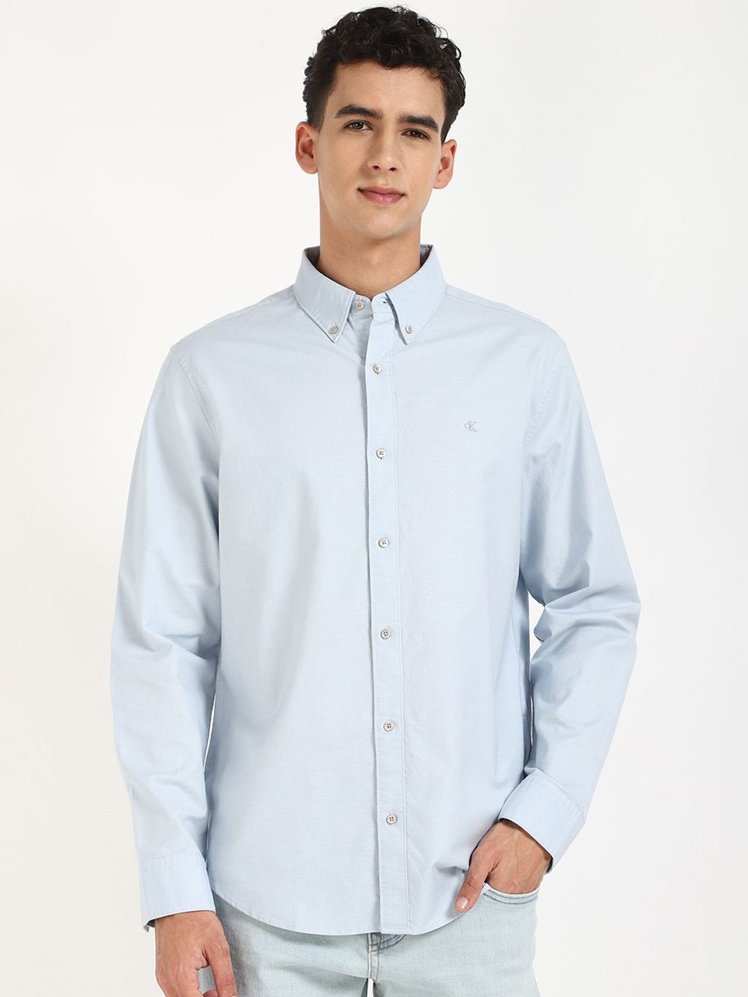 Calvin Klein Jeans Men Button-Down Collar Solid Cotton Casual Shirt-picture-20