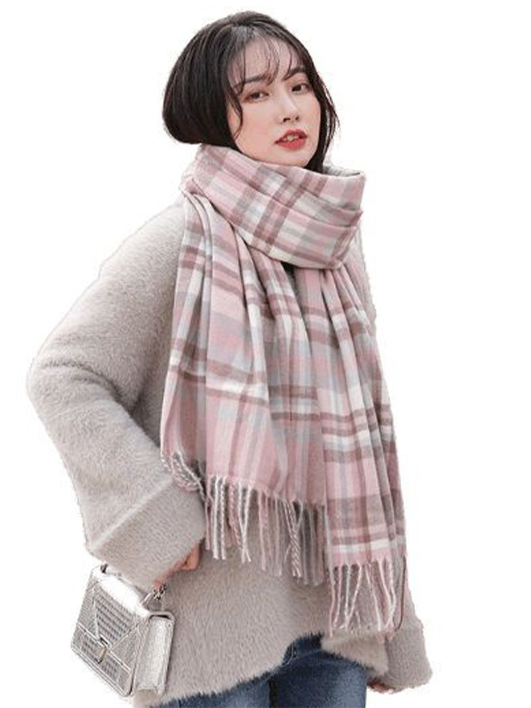 Alexvyan Women Checked Stole-picture-19