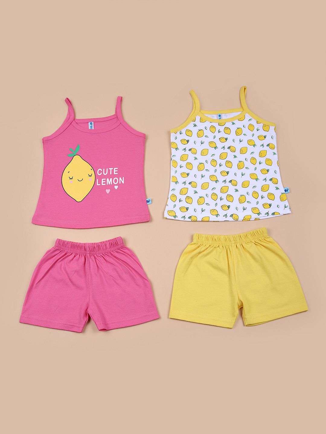 V-Mart Girls Pack Of 2 Printed Sleeveless Pure Cotton Tops With Shorts-picture-23