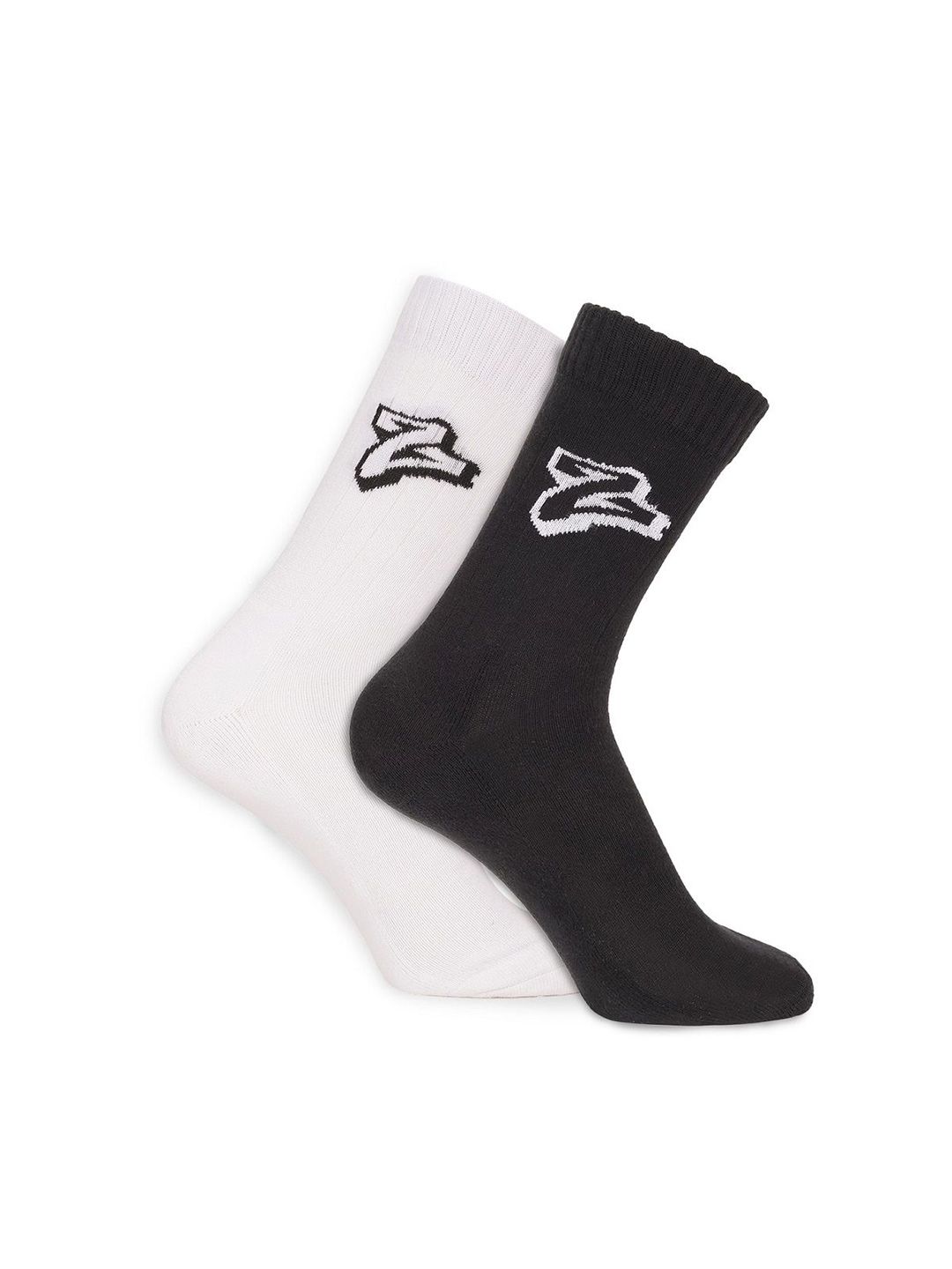 MuscleBlaze Unisex Pack Of 2 Patterned Cotton Crew-Length Socks-image-1