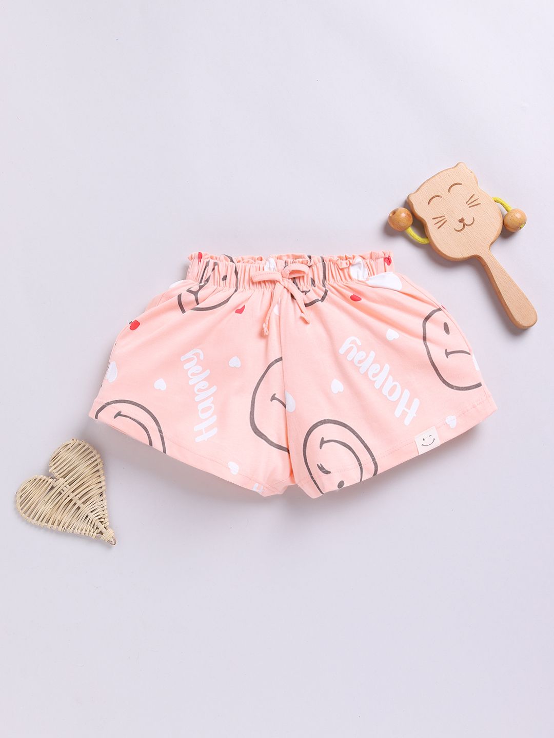 Happy Faces Girls Conversational Printed Pure Cotton Shorts-picture-27