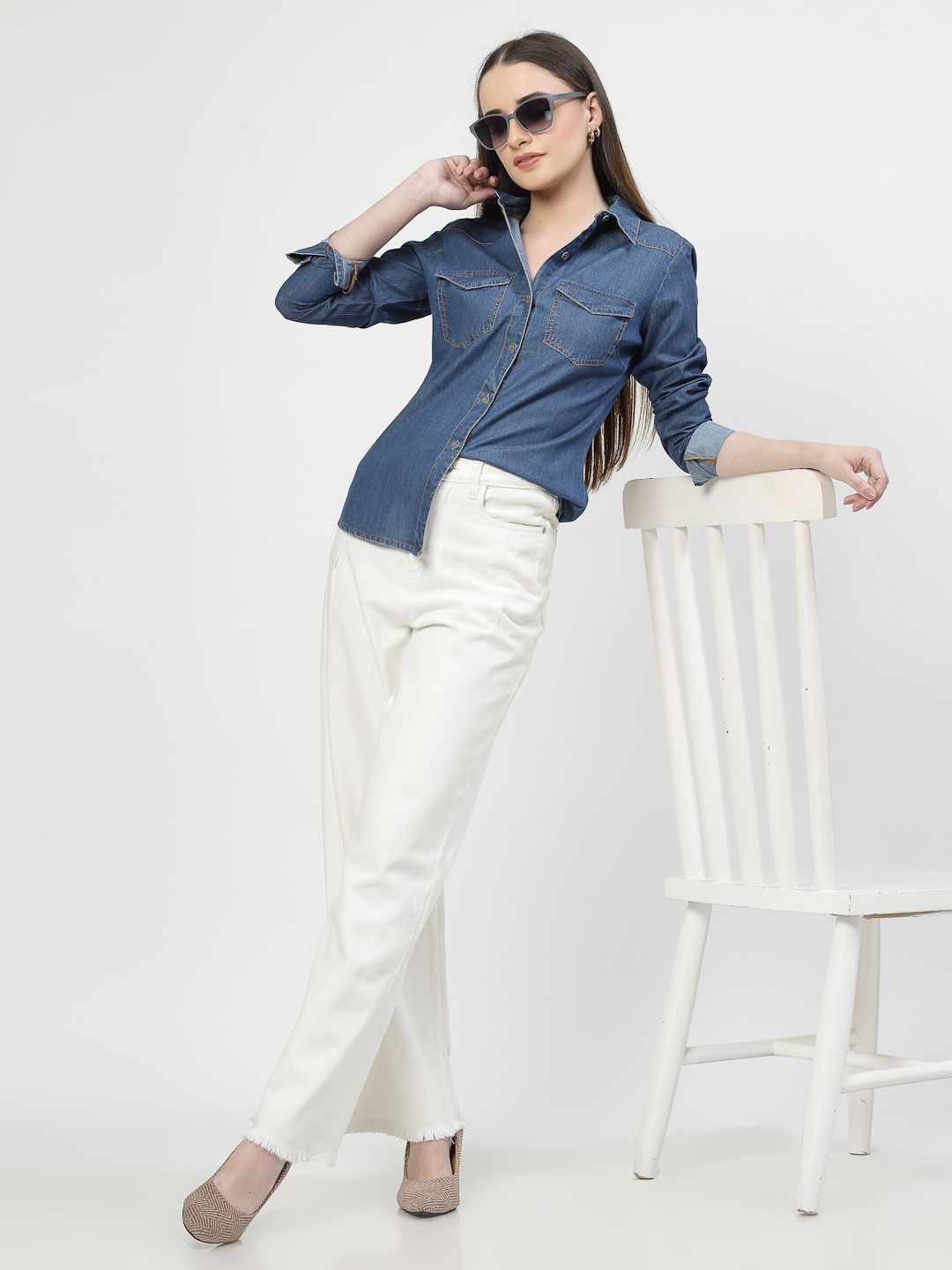 Women's Black Comfort Oversized Fit Spread Collar Solid Cotton Casual Shirt