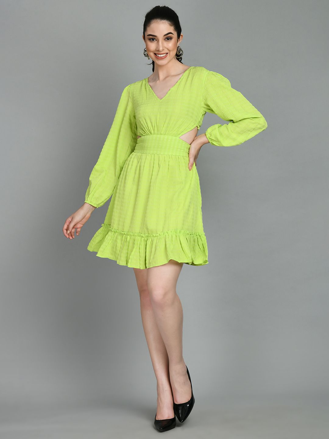 DressBerry Puff Sleeve Fit & Flare Dress