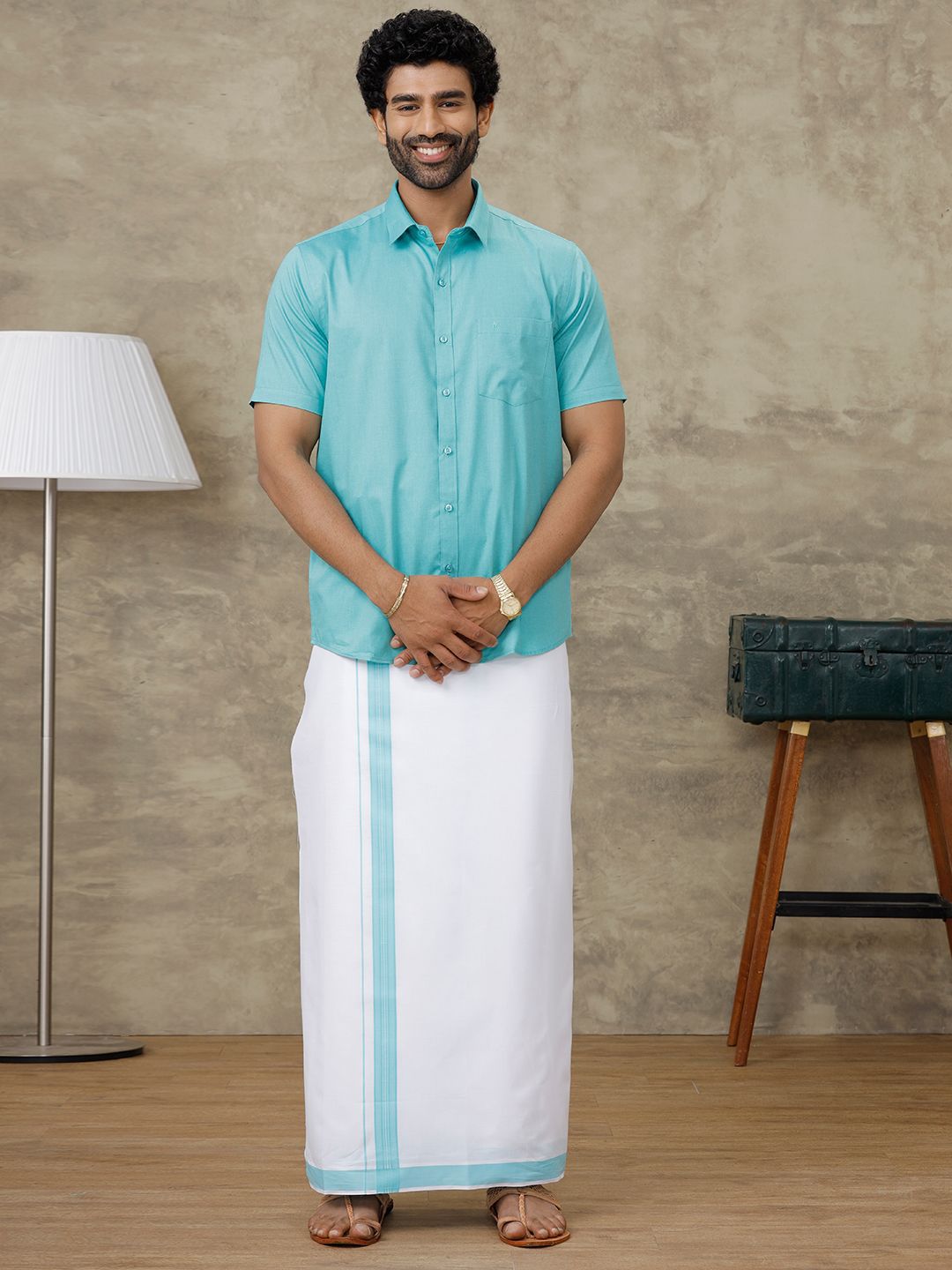 Ramraj Men Shirt & Border Dhoti Set-picture-35