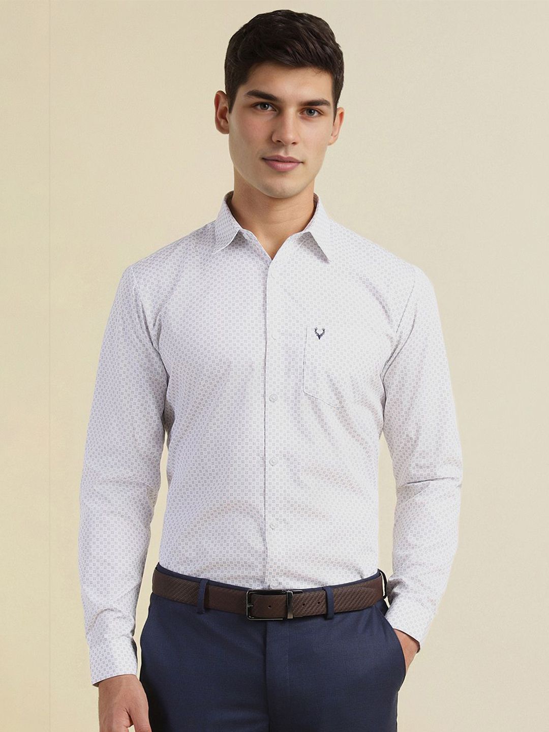 Allen Solly Men Slim Fit Spread Collar Geometric Printed Cotton Formal Shirt-picture-40