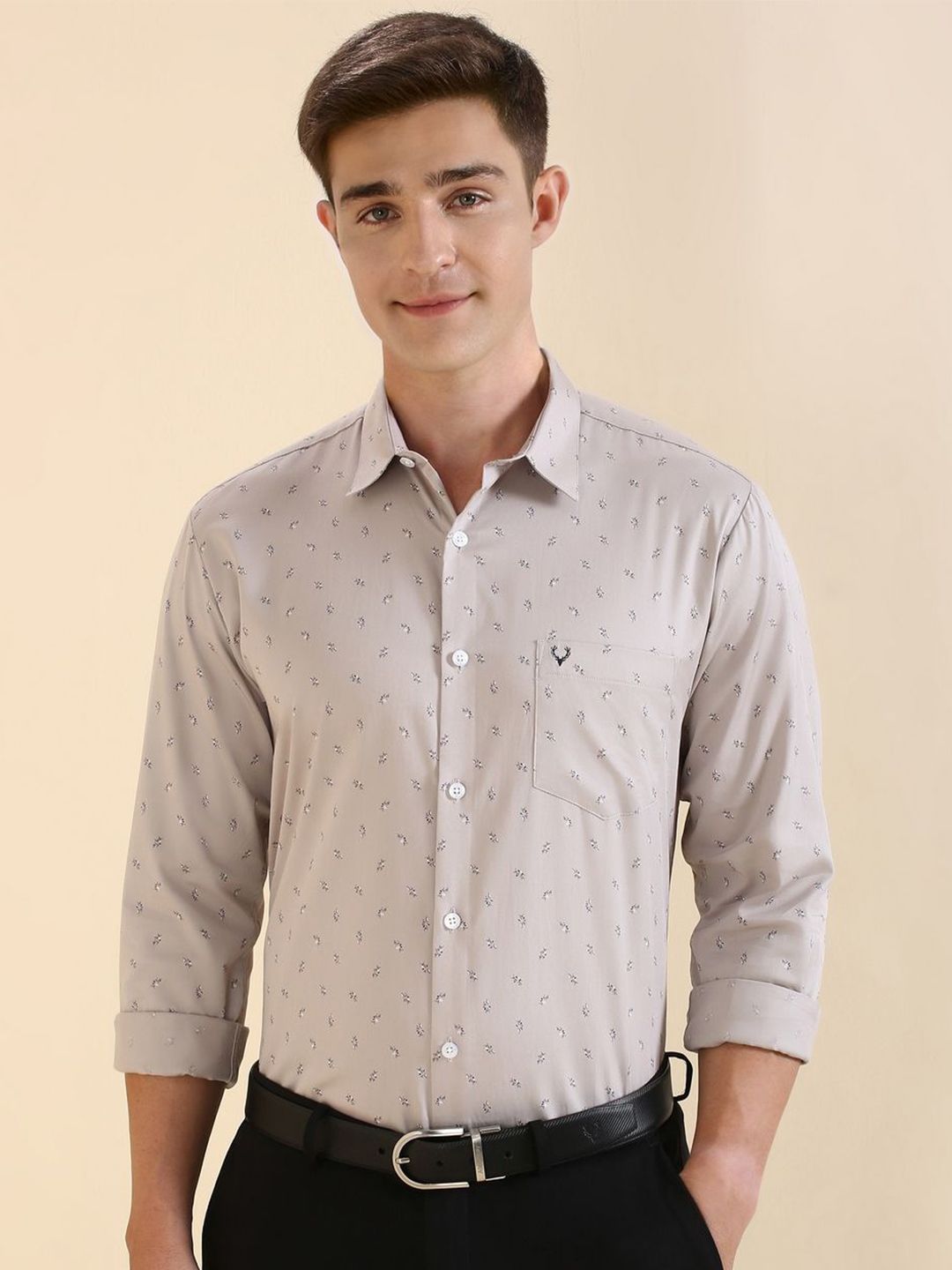 Allen Solly Men Slim Fit Spread Collar Floral Printed Cotton Formal Shirt-picture-17