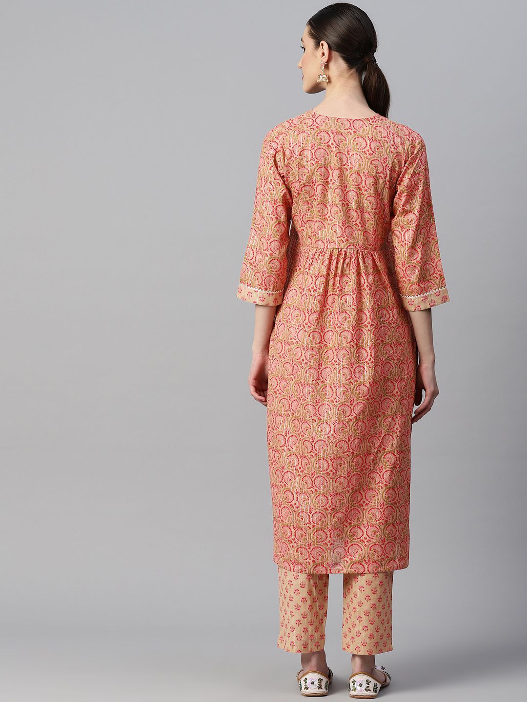 Indibelle Cotton V Neck Floral Print Straight Kurta set main image 0