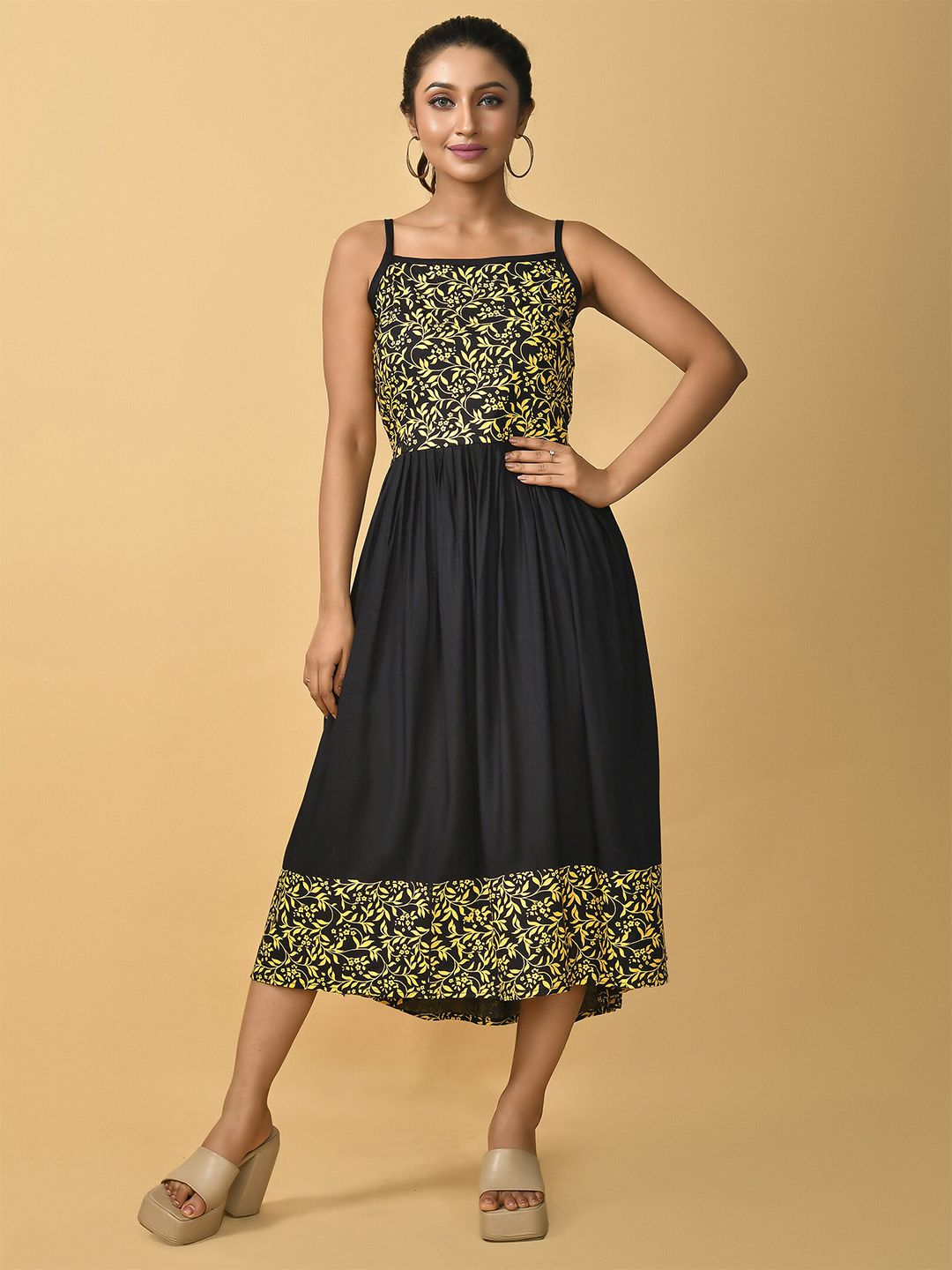 BAESD Women Floral Print Fit & Flare Midi Dress-picture-10