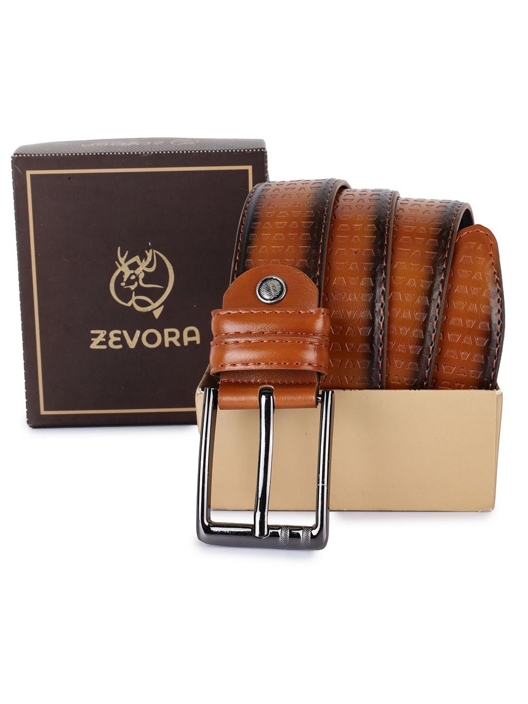 ZEVORA Men Textured Leather Belt-picture-30