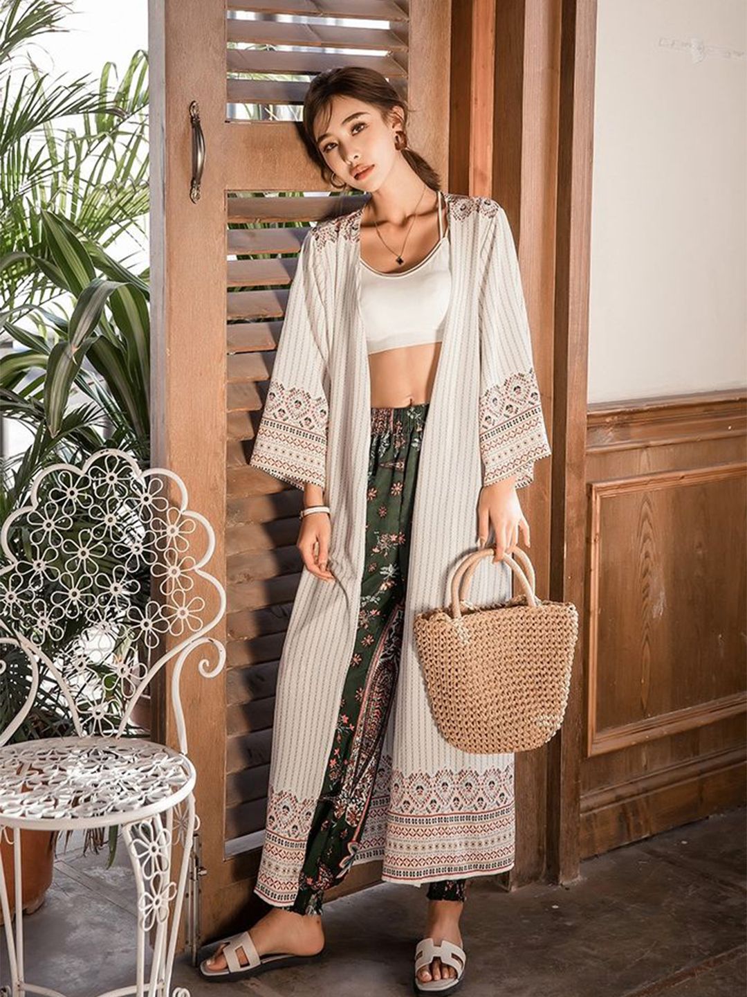 LULU & SKY Geometric Printed Longline Open Front Shrug-picture-10