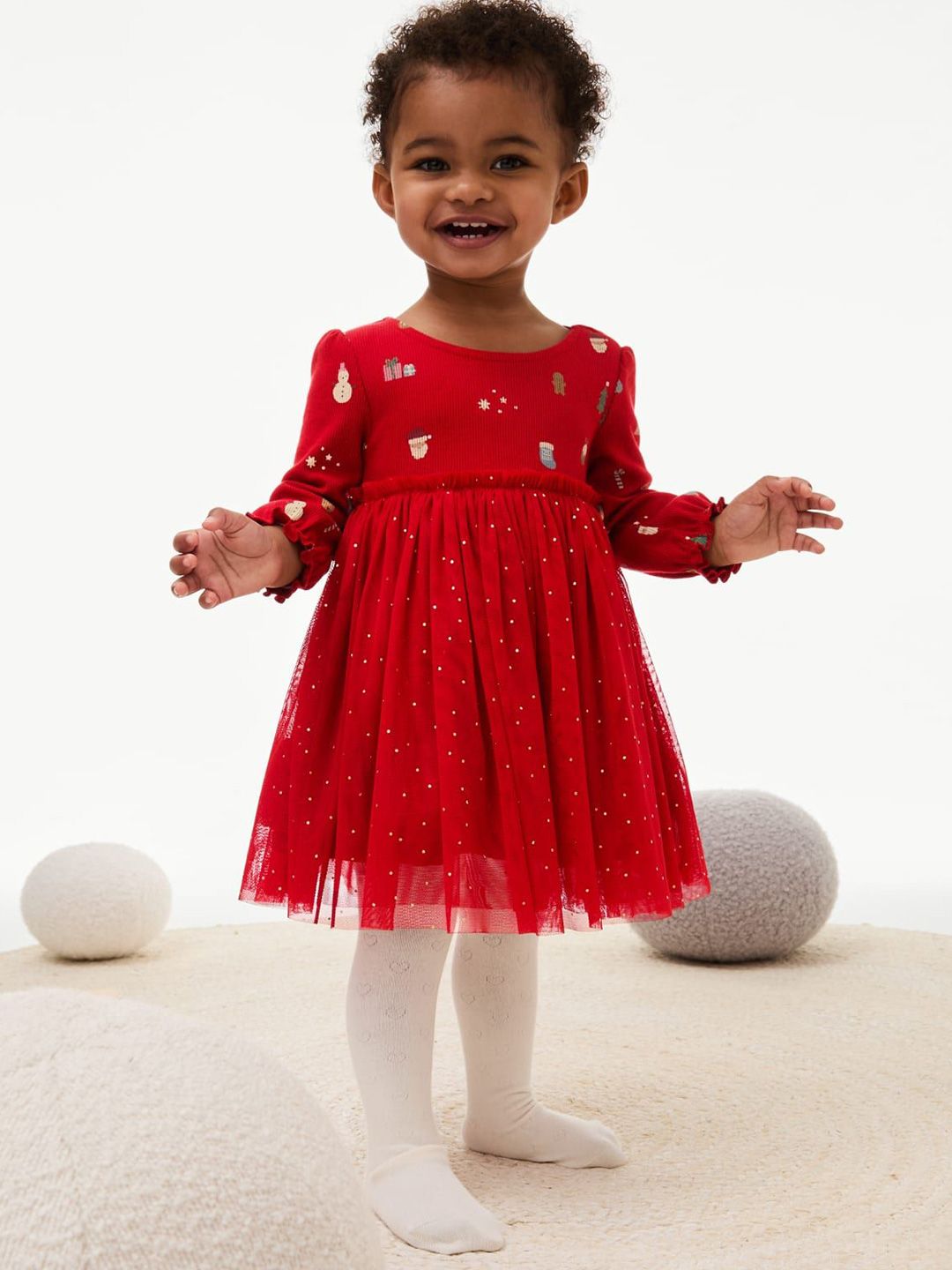 Marks & Spencer Girls Cotton Fit and Flare Dress-image-0