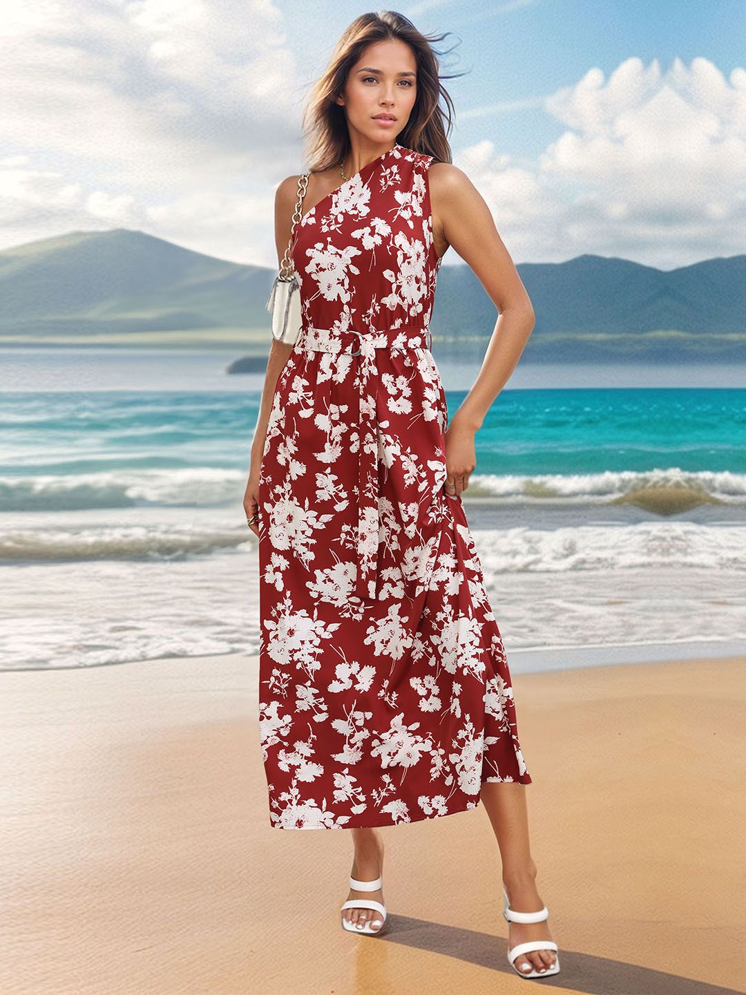 Moxidress Bow Shoulder Floral Print A-line Mini Cami Dress main image 0