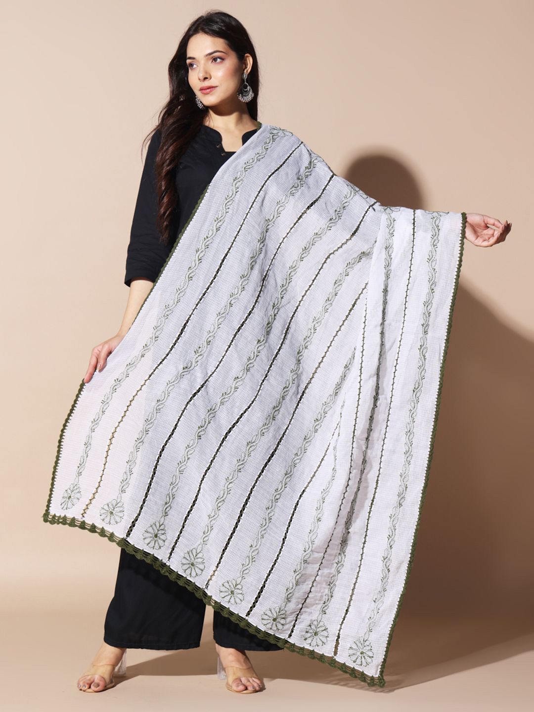 Fashionable Chikan Handikraft Embroidered Dupatta with Chikankari-picture-55