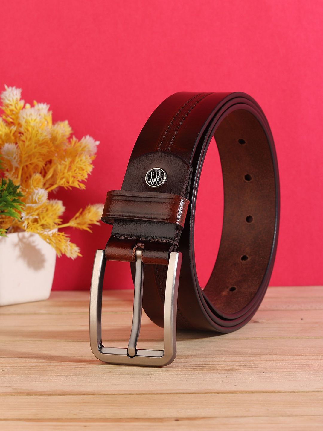 Provogue Men Textured Leather Formal Belt-picture-13