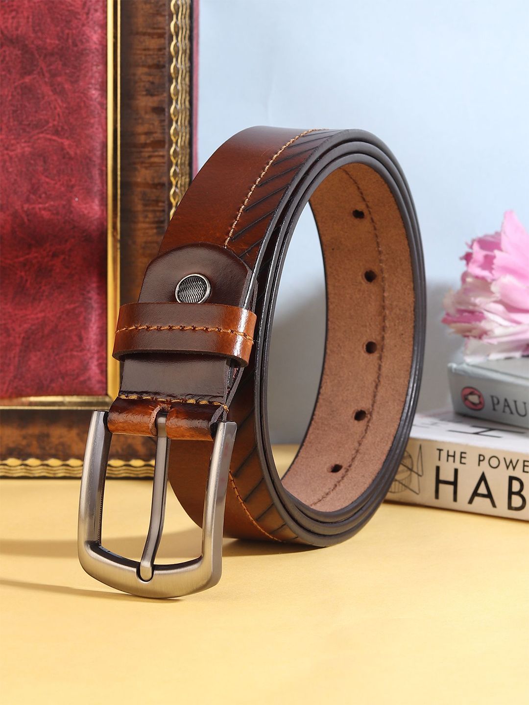 Provogue Men Textured Leather Formal Belt-picture-15