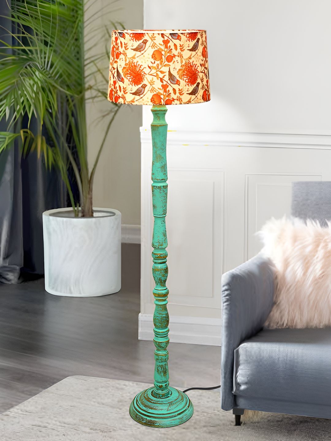 Homesake Red & Blue Printed Wood FloorLamp-image-10