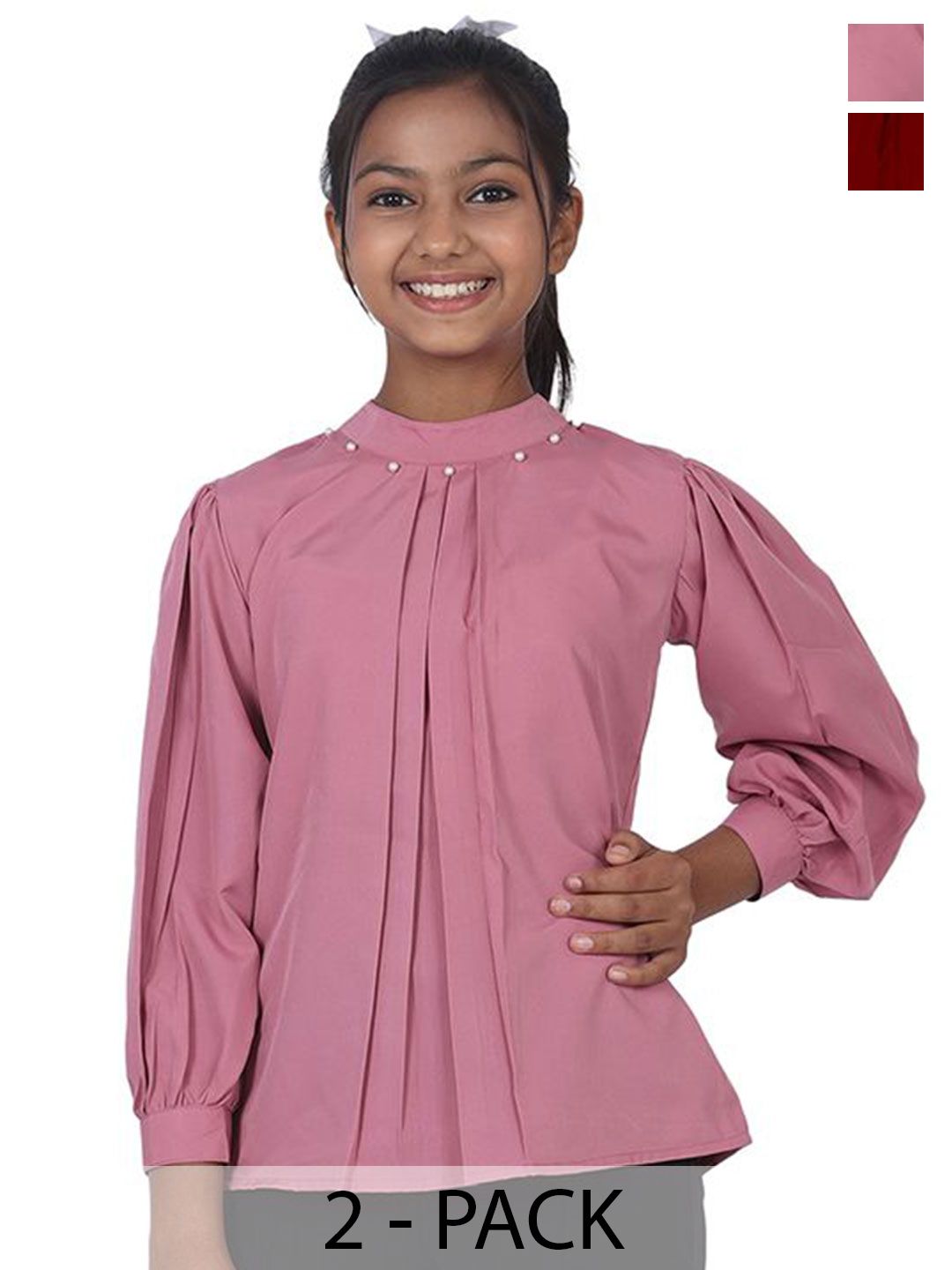 SILK SPARROW Mandarin Collar Crepe Top-picture-11