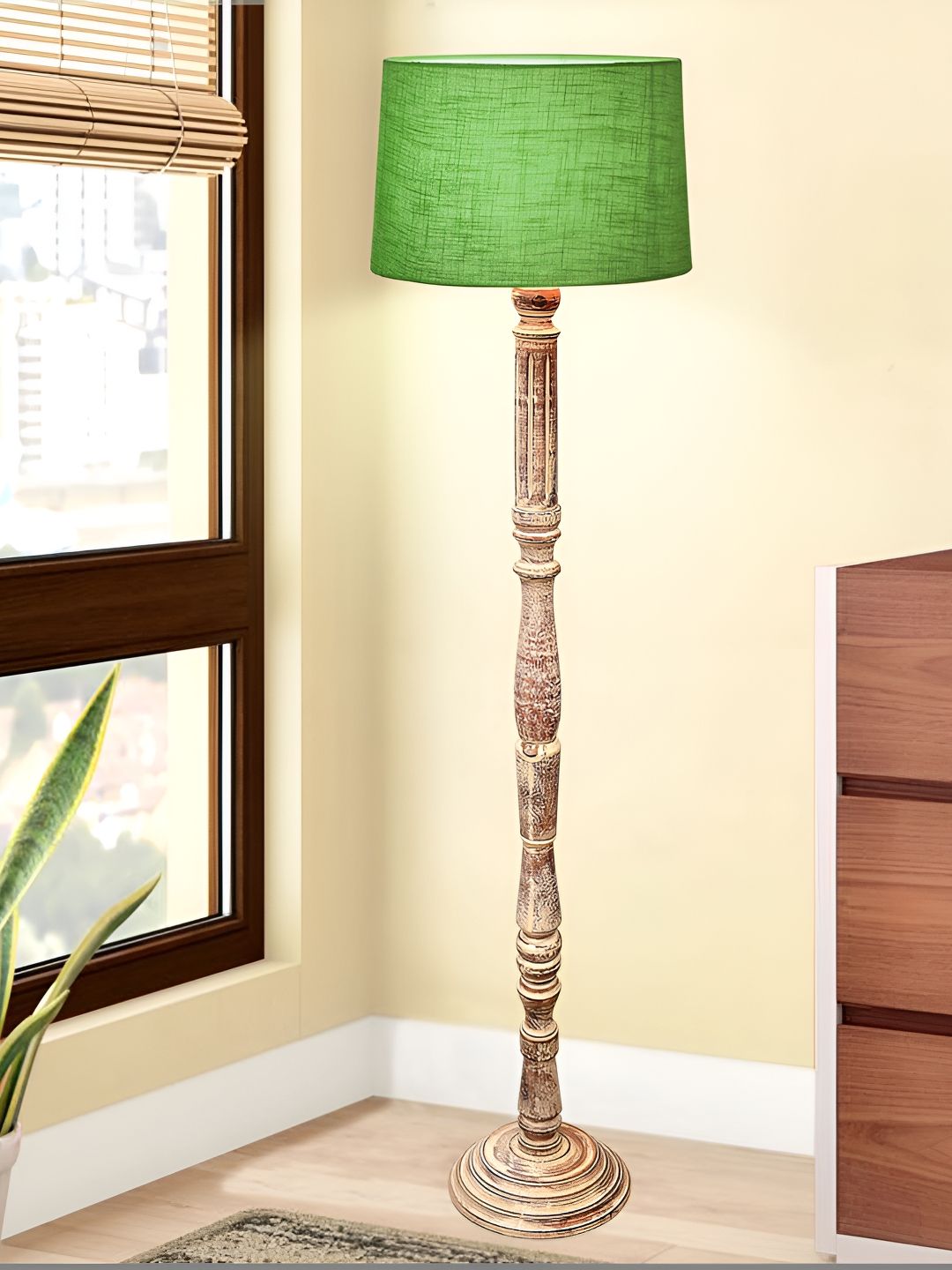 Homesake Green & Brown Textured Wood FloorLamp-picture-32