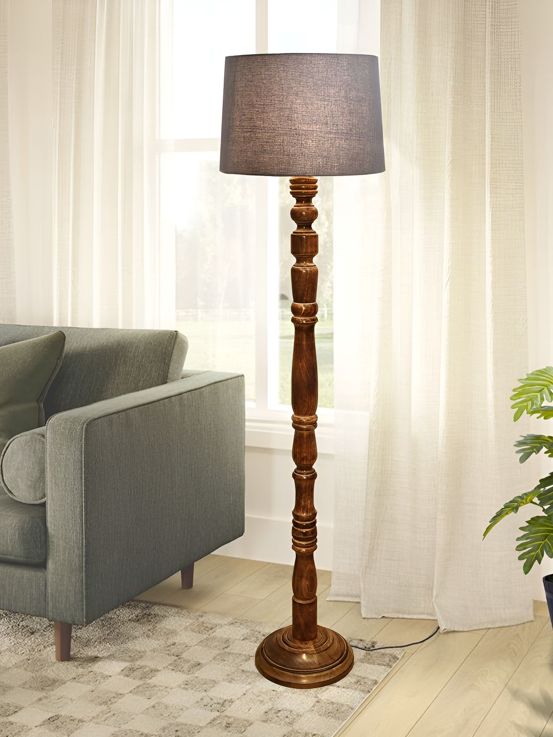 Homesake Grey & Brown Textured Wood FloorLamp-picture-41