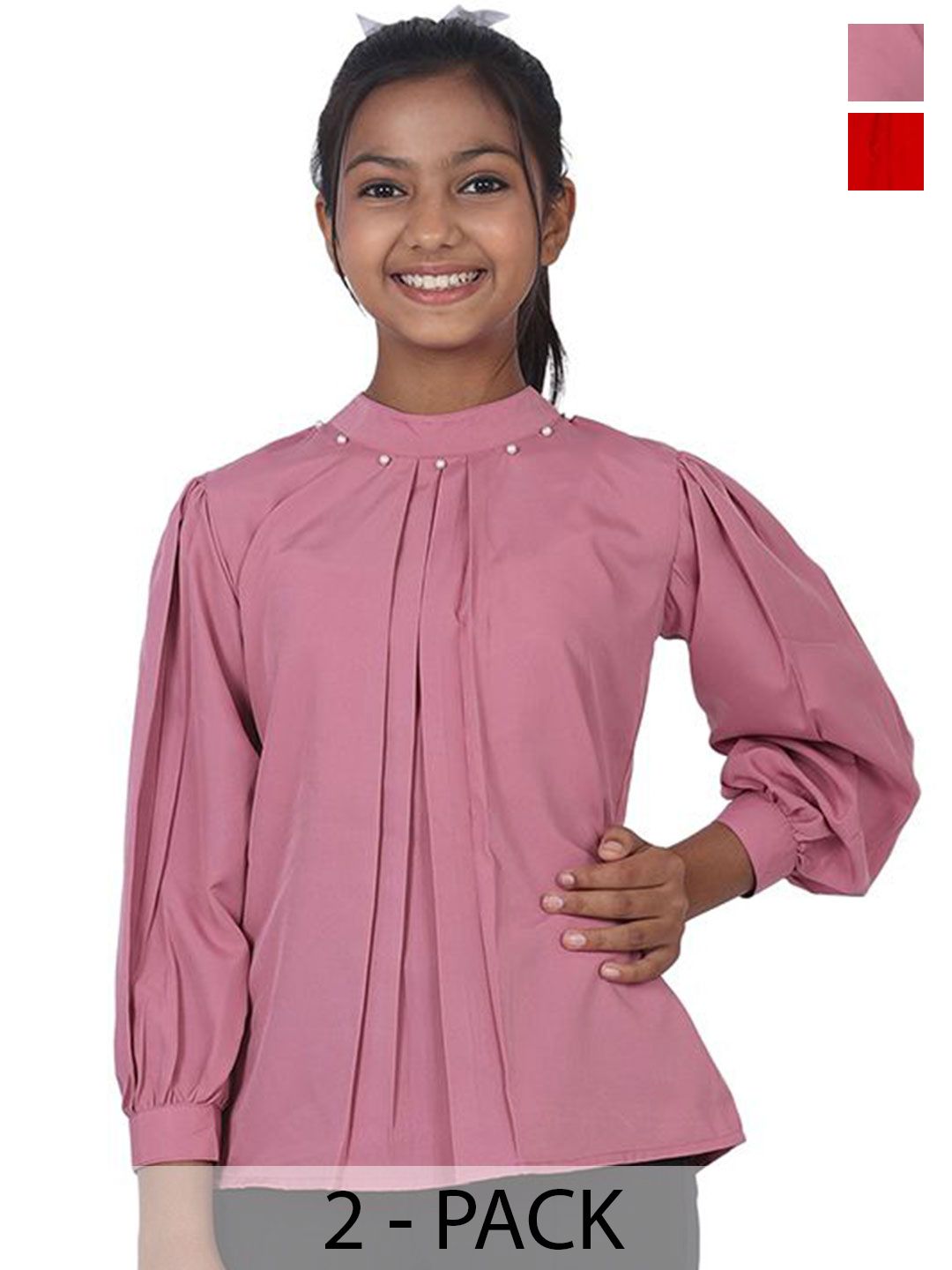 SILK SPARROW Mandarin Collar Crepe Top-picture-10