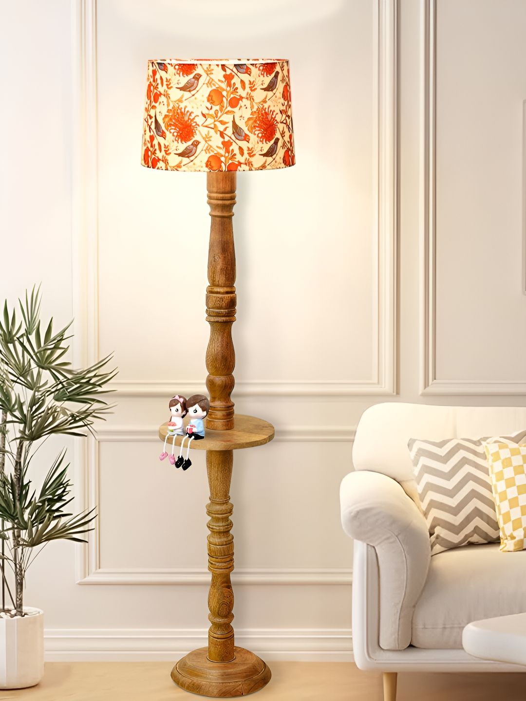 Homesake Red & Brown Printed Wood Floor Lamp-image-48