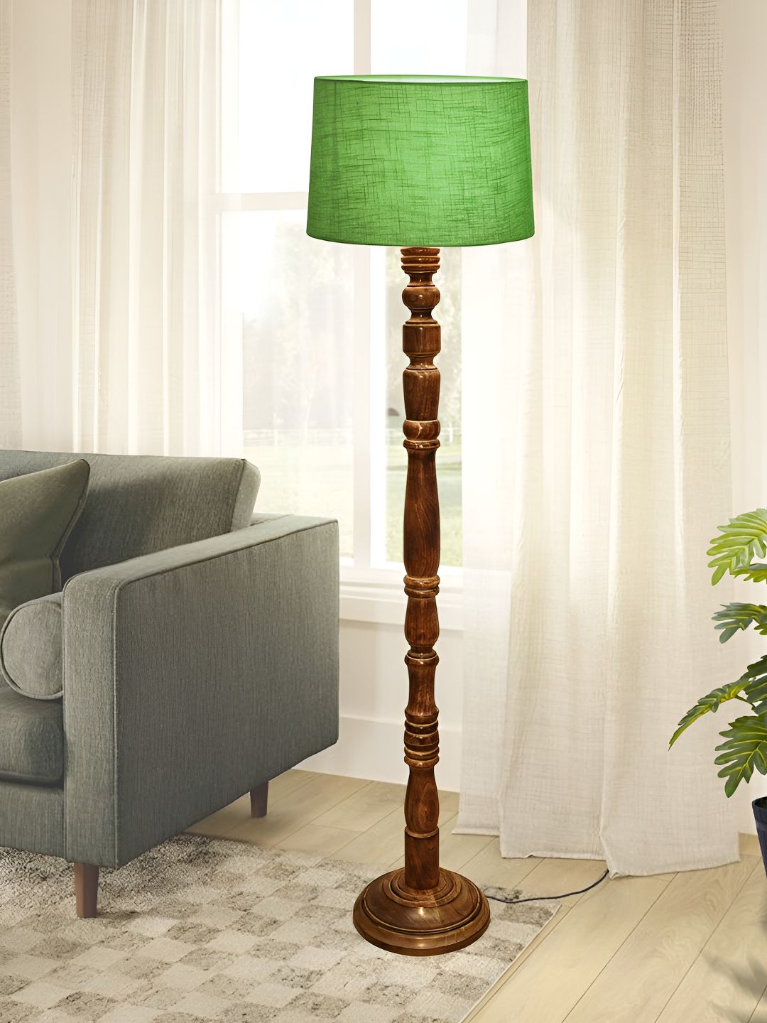 Homesake Green & Brown Textured Wood FloorLamp-picture-41